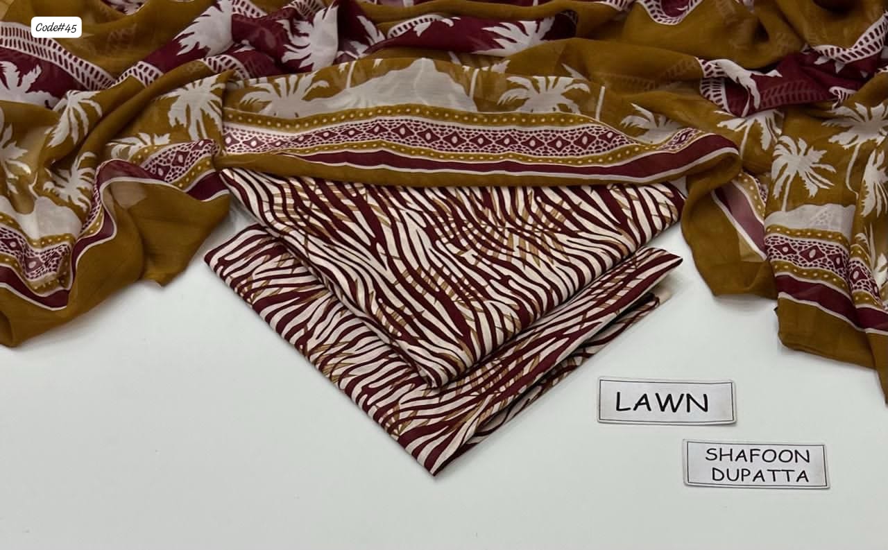 Lawn 3 Piece Digital Print Premium Quality S