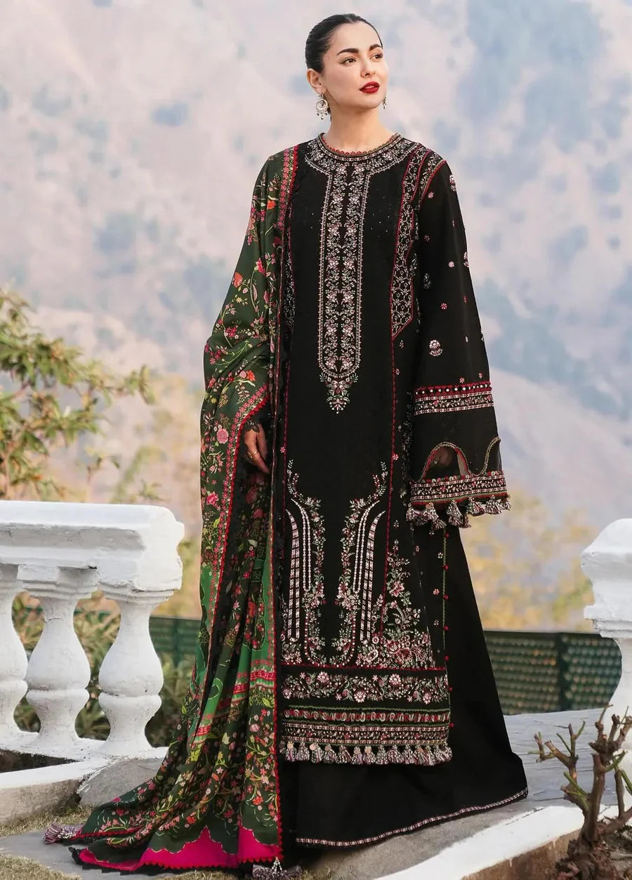 Hussain Rehar Lawn 3 Piece Embroidered Unstitched