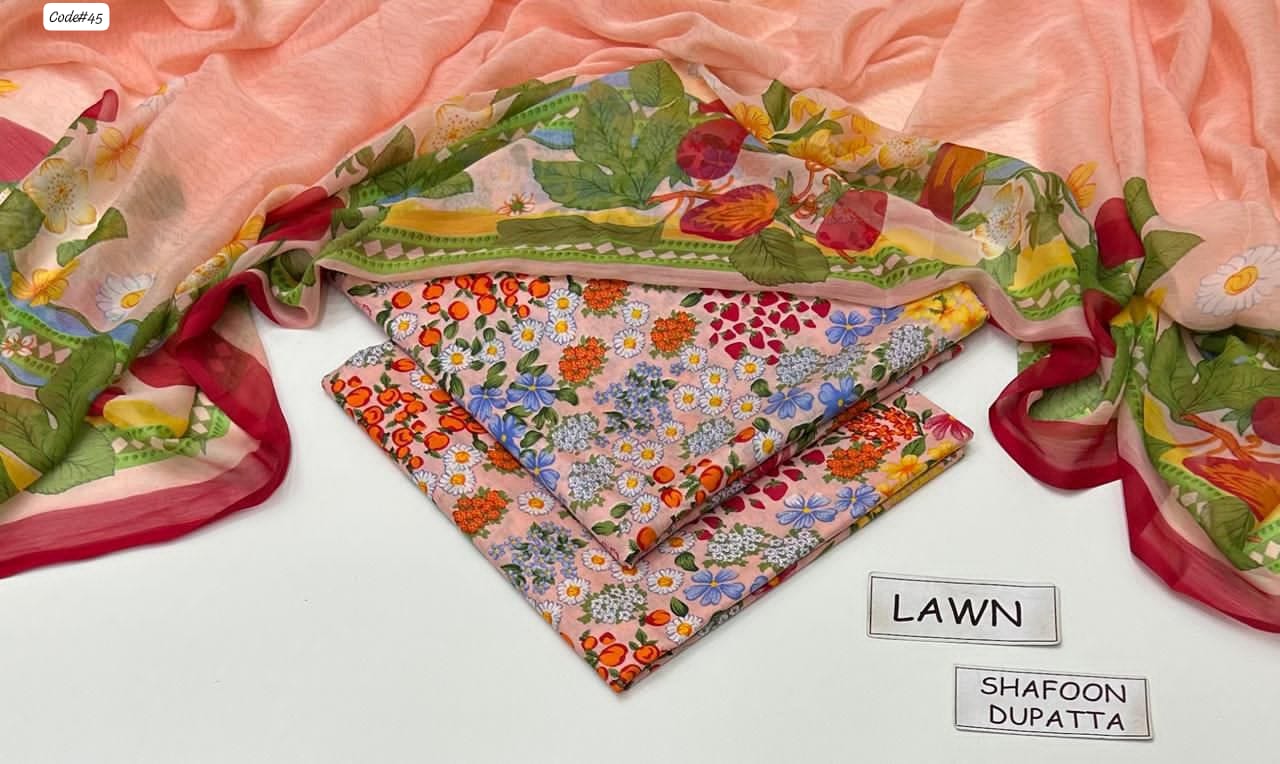 Lawn 3 Piece Digital Print Premium Quality S