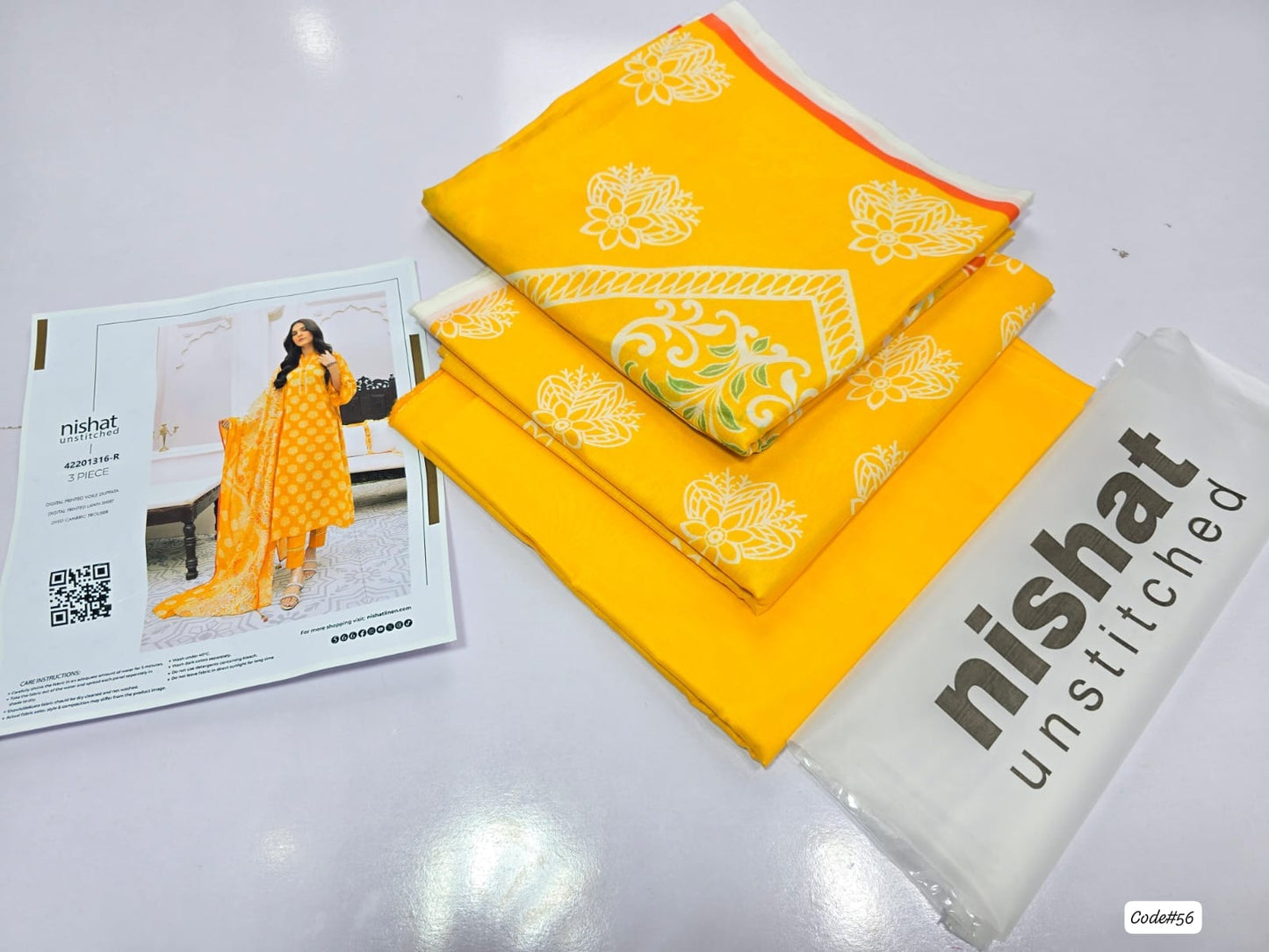 Nishat 3-Piece Digital Printed Summer Lawn Suit (Unstitched - Vibrant Yellow Floral)