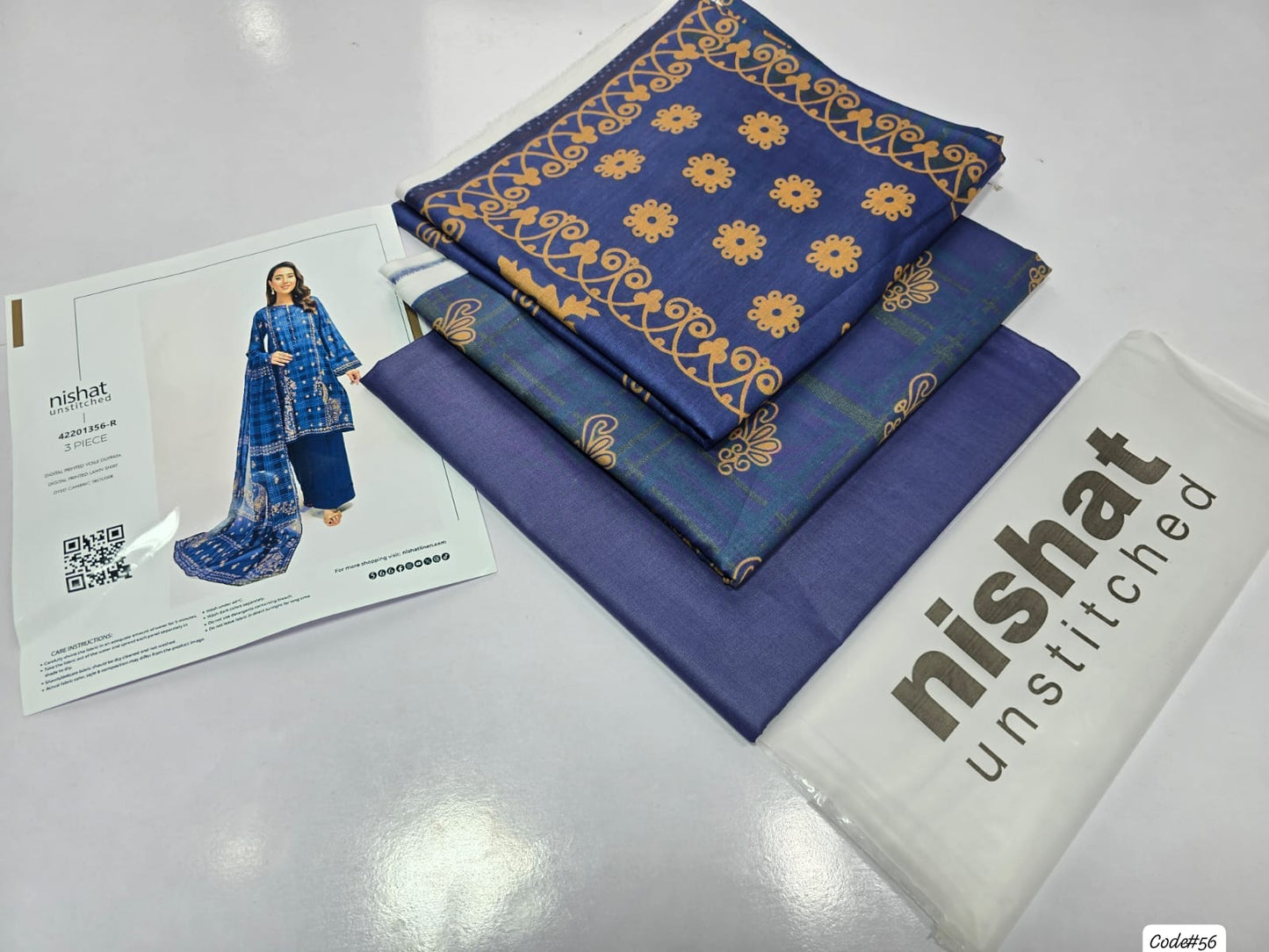 Nishat 3-Piece Digital Printed Summer Lawn Suit (Unstitched - Royal Blue Traditional)