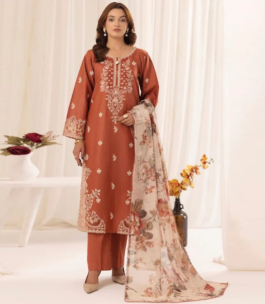 Lawn 3 Piece Embroidered Unstitched (MOHAGNI)