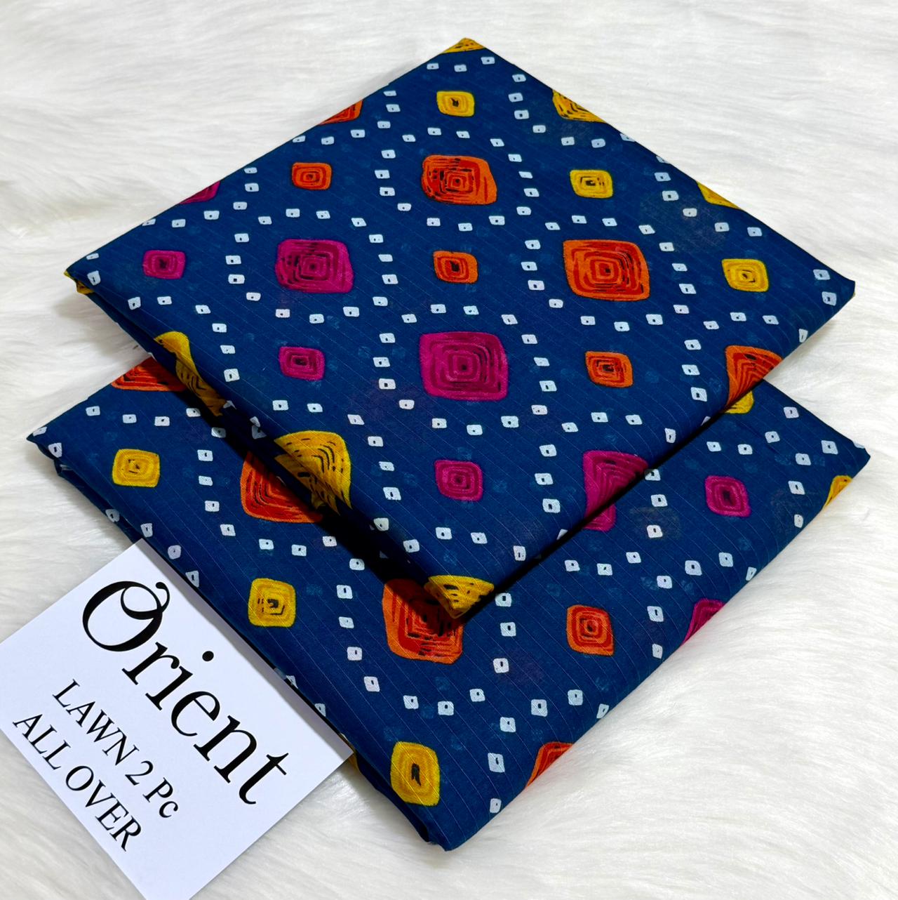 Orient 2-Piece Printed Summer Lawn Suit (Unstitched - Blue Geometric)