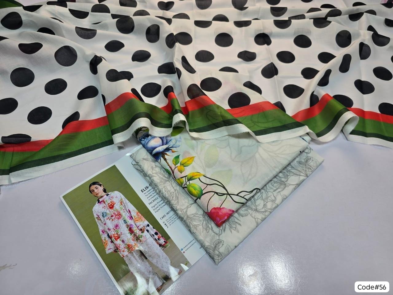 COCO by Zara Shahjahan 3-Piece Printed Summer Lawn Suit (Unstitched - Monochrome Polka Dot)