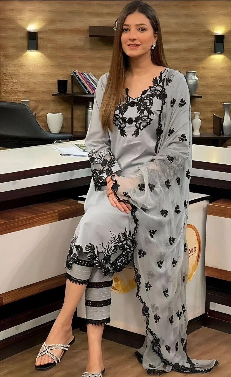 Aizal Embroidered 3 Piece Unstitched