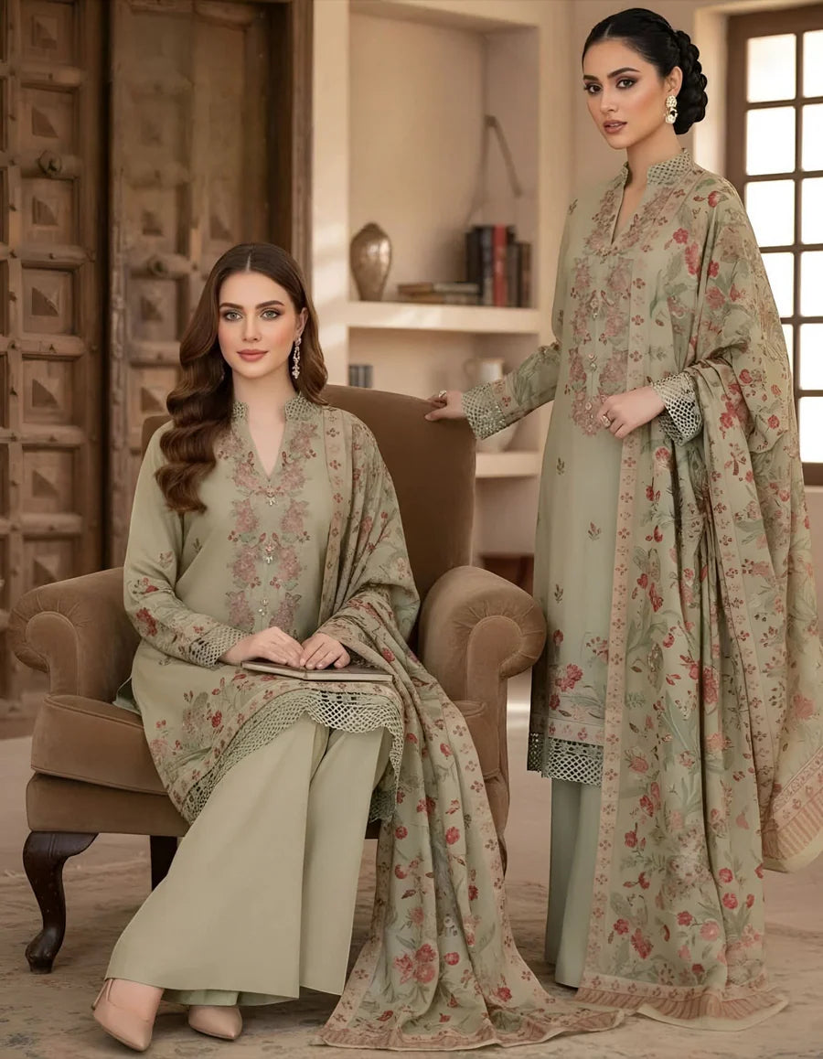 Lawn 3 Piece Embroidered Unstitched ( Aisling )