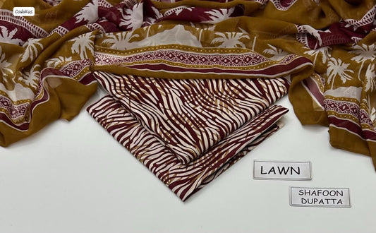 Lawn 3 Piece Digital Print Premium Quality S