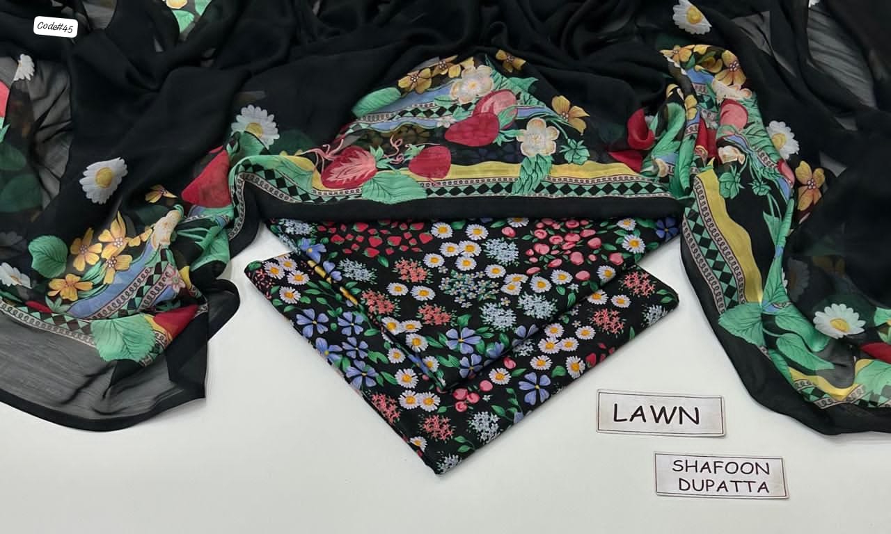 3-Piece Digital Printed Summer Lawn Suit (Unstitched)