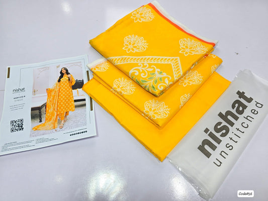 Nishat 3-Piece Digital Printed Summer Lawn Suit (Unstitched - Vibrant Yellow Floral)