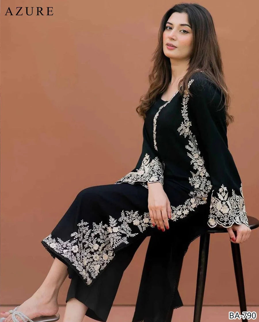 Lawn 2 Piece Embroidered Unstitched (AZURE)