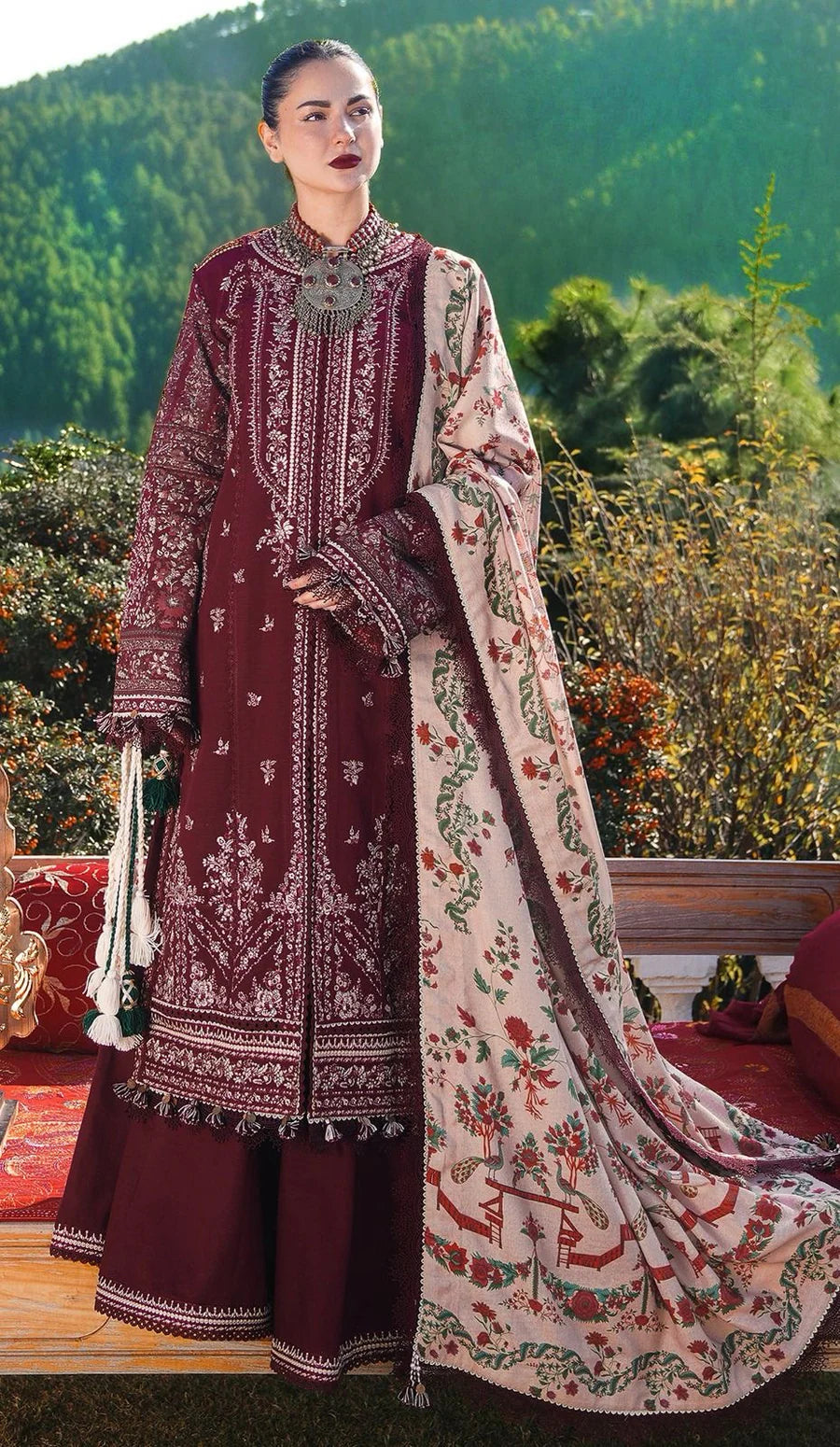 Hussain Rehar Lawn 3 Piece Embroidered Unstitched