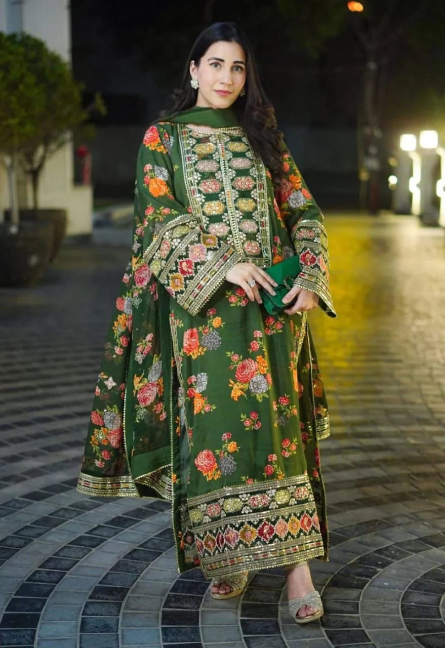 Lawn 3 Piece Embroidered Unstitched (Aneela's)