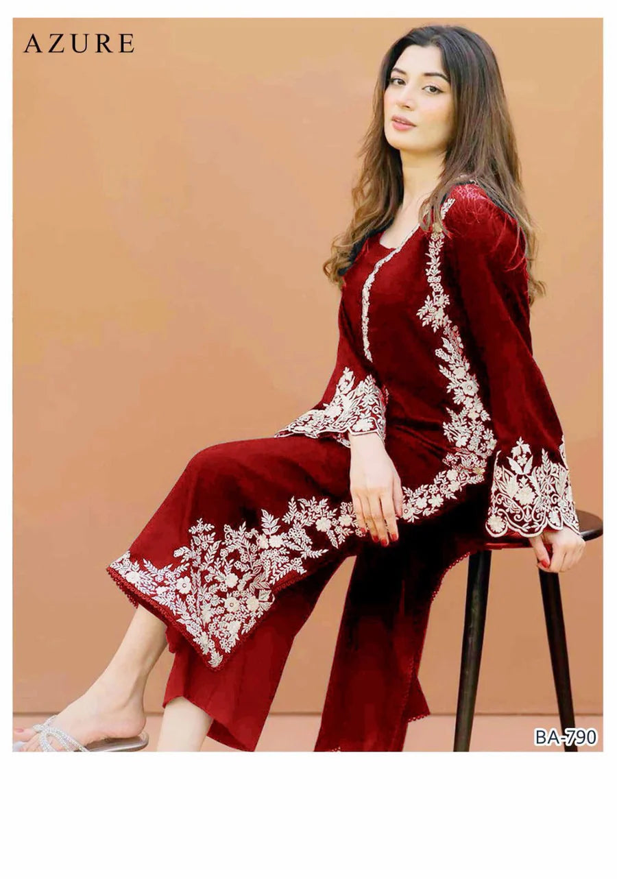 Lawn 2 Piece Embroidered Unstitched (AZURE)