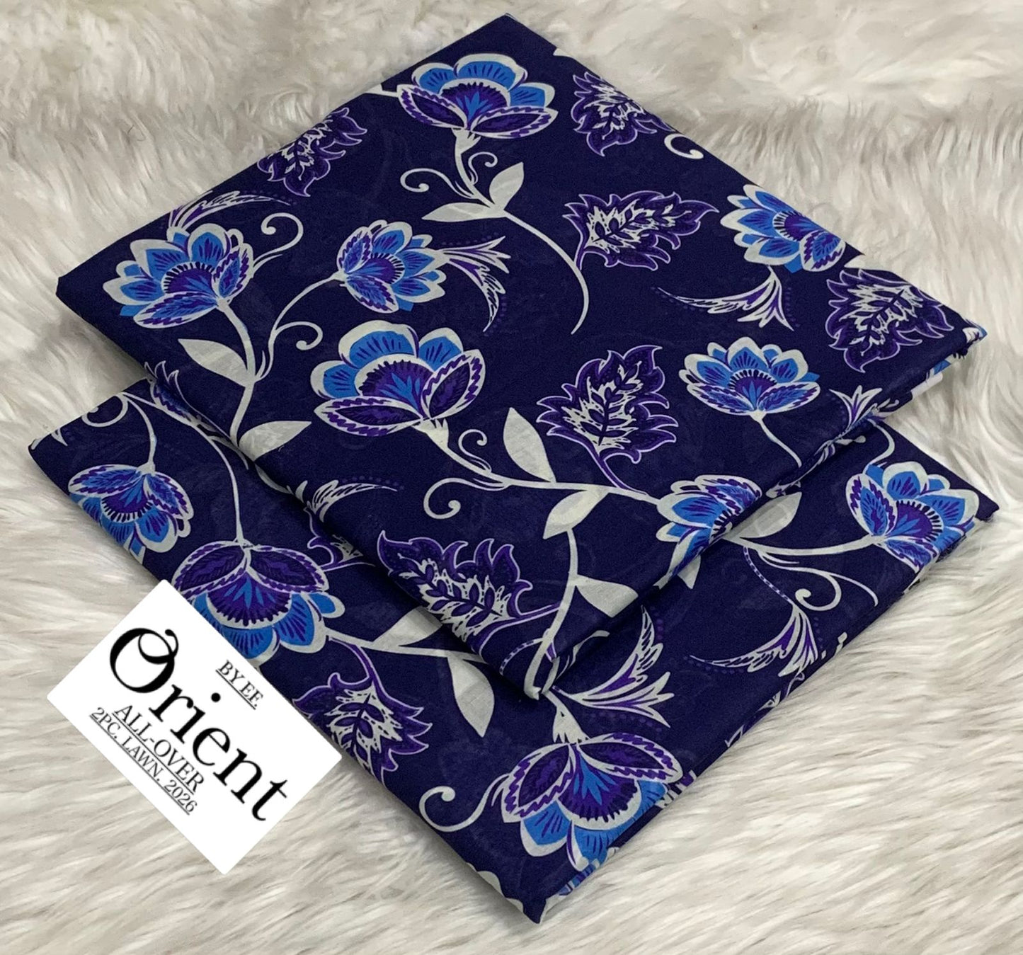 Orient 2-Piece Printed Summer Lawn Suit (Unstitched - Navy Blue Botanical Floral)