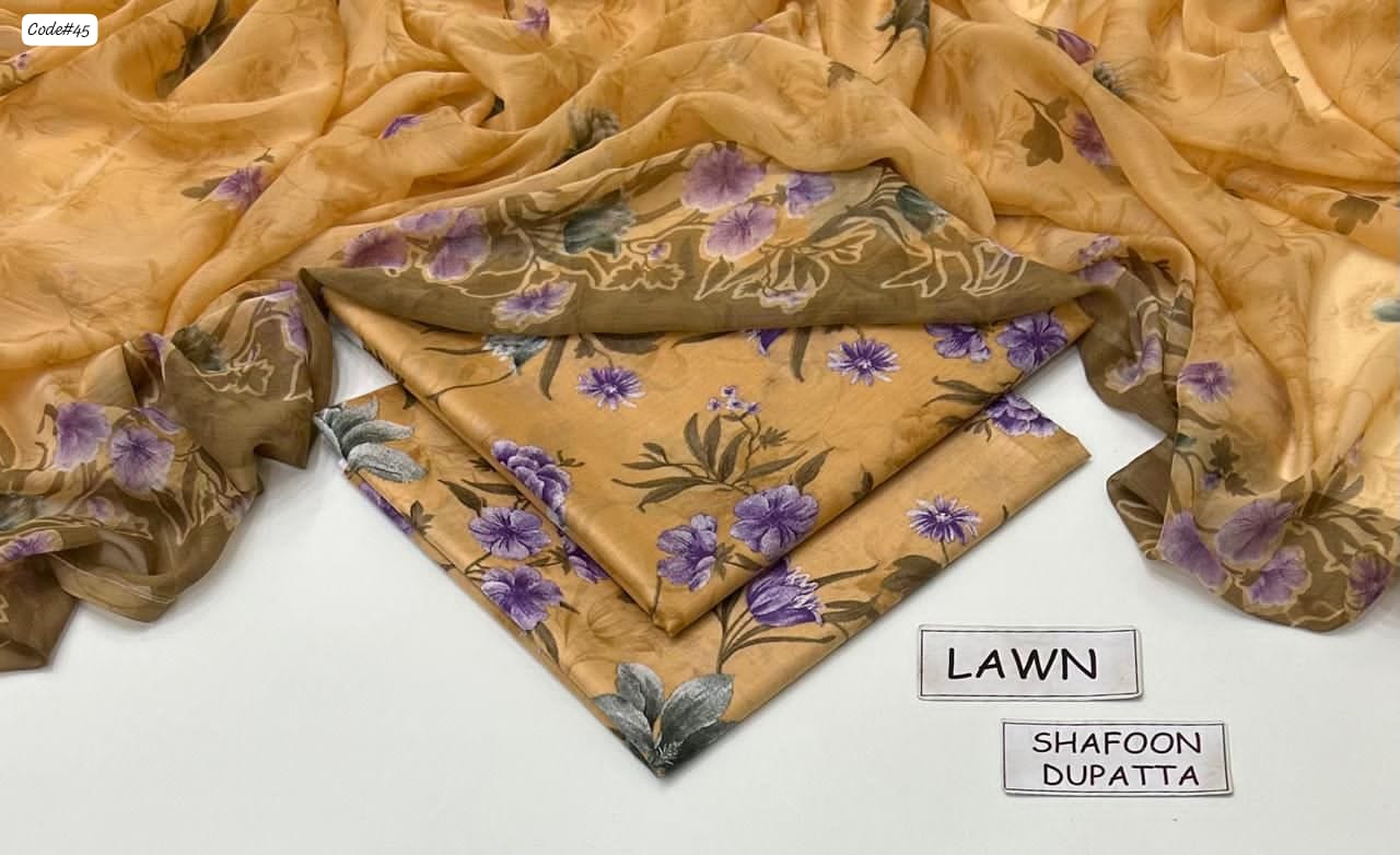 Lawn 3 Piece Digital Print Premium Quality S