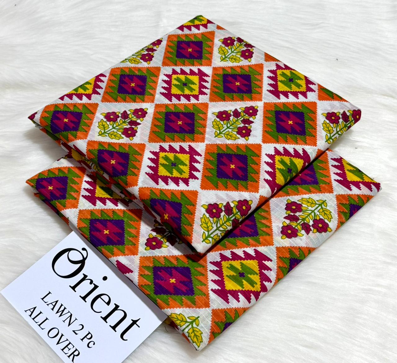 Orient 2-Piece Printed Summer Lawn Suit (Unstitched - Multi-Color Geometric)
