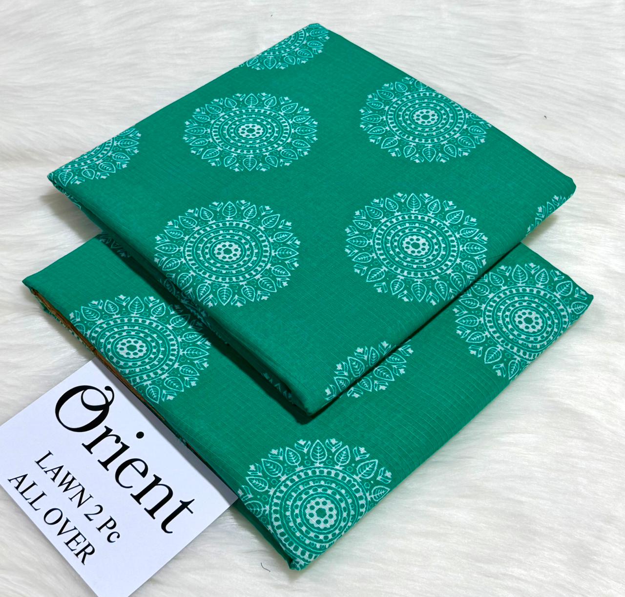 Orient 2-Piece Printed Summer Lawn Suit (Unstitched - Emerald Green Block Print)
