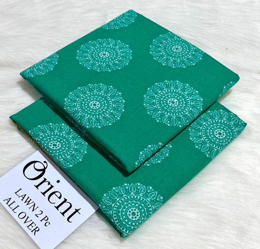 Orient 2-Piece Printed Summer Lawn Suit (Unstitched - Emerald Green Block Print)