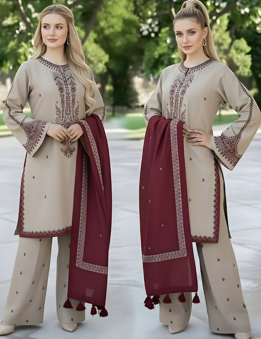 Lawn 3 Piece Embroidered Unstitched (Aisling)