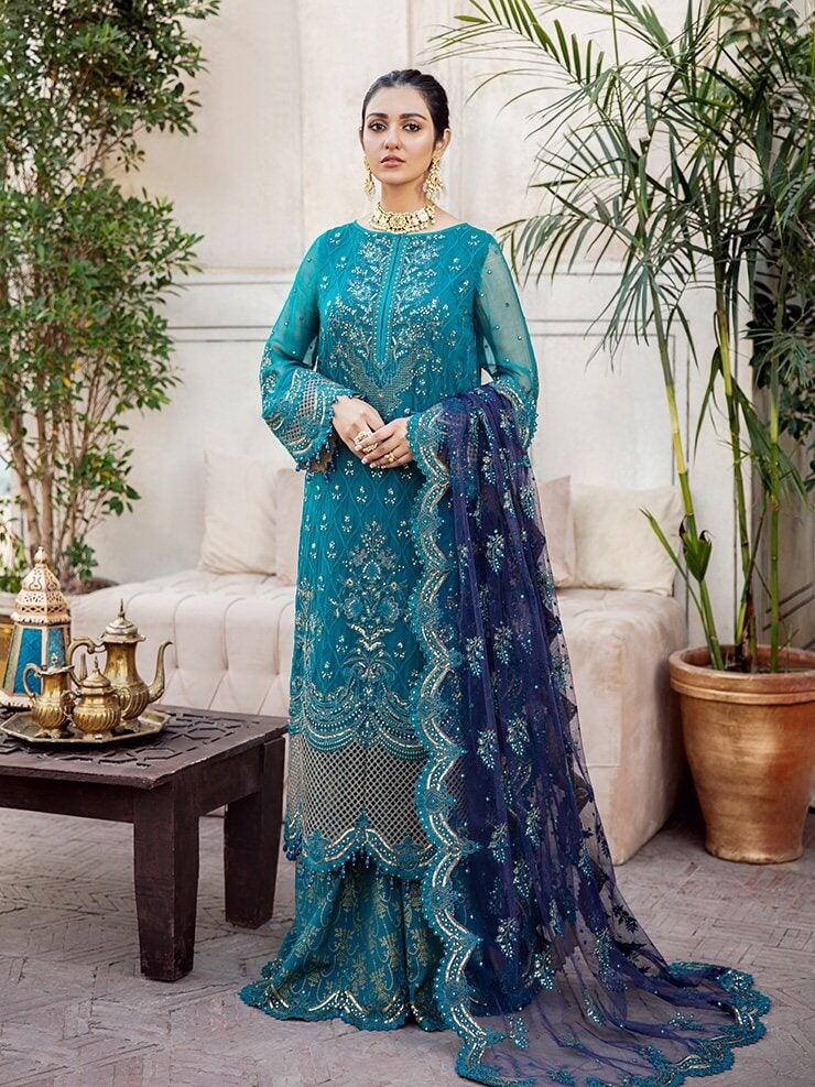 Lawn 3 Piece Embroidered Unstitched With Chiffon Dupatta (Iznik)