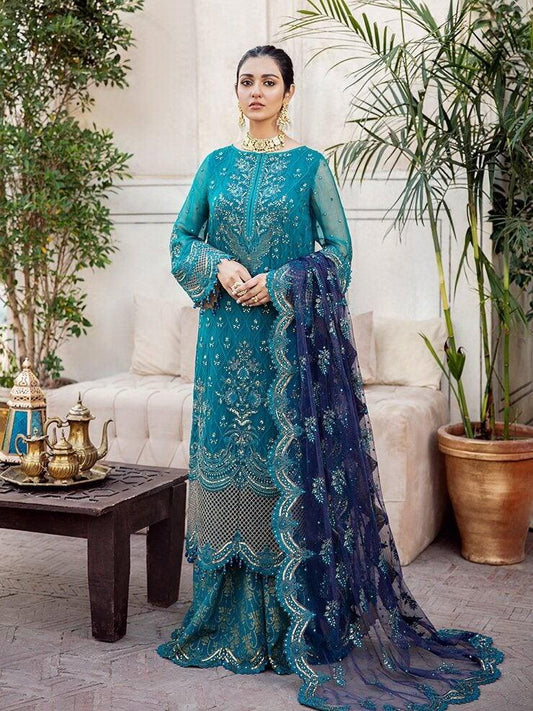 Lawn 3 Piece Embroidered Unstitched With Chiffon Dupatta (Iznik)