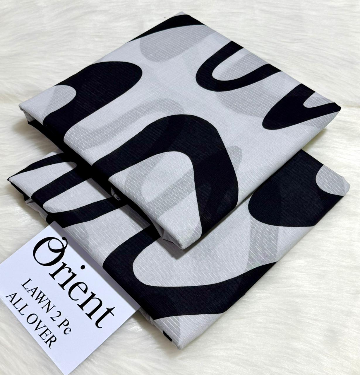 Orient 2-Piece Printed Summer Lawn Suit (Unstitched - Black & White)