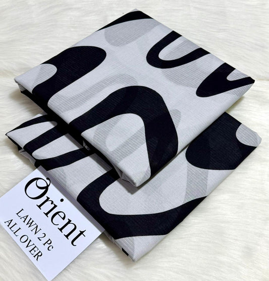 Orient 2-Piece Printed Summer Lawn Suit (Unstitched - Black & White)