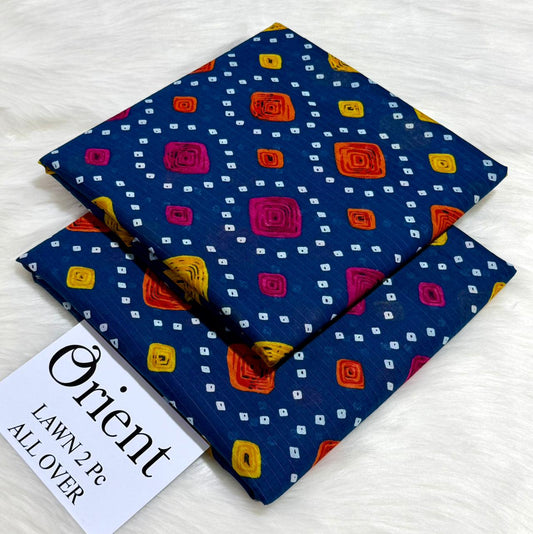 Orient 2-Piece Printed Summer Lawn Suit (Unstitched - Blue Geometric)