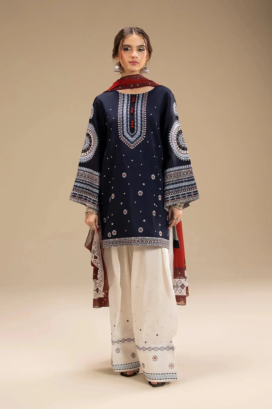 Lawn 3 Piece Embroidered Unstitched With Digital Print Shawl (JAZMIN)