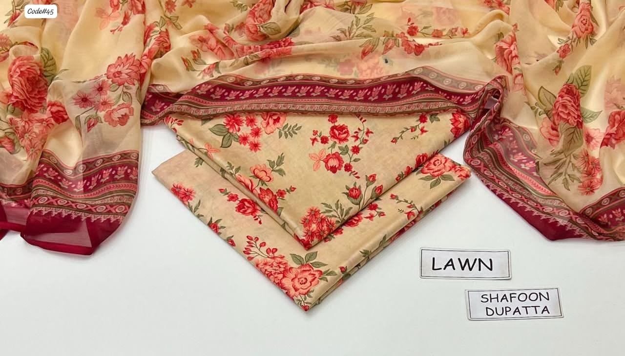 3-Piece Digital Printed Summer Lawn Suit (Unstitched)