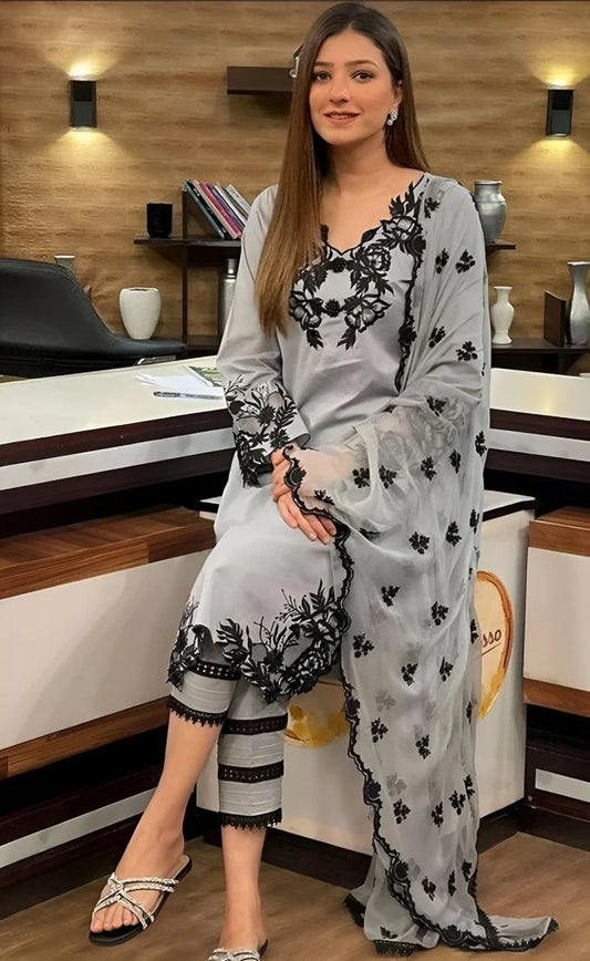 Aizal Embroidered 3 Piece Unstitched