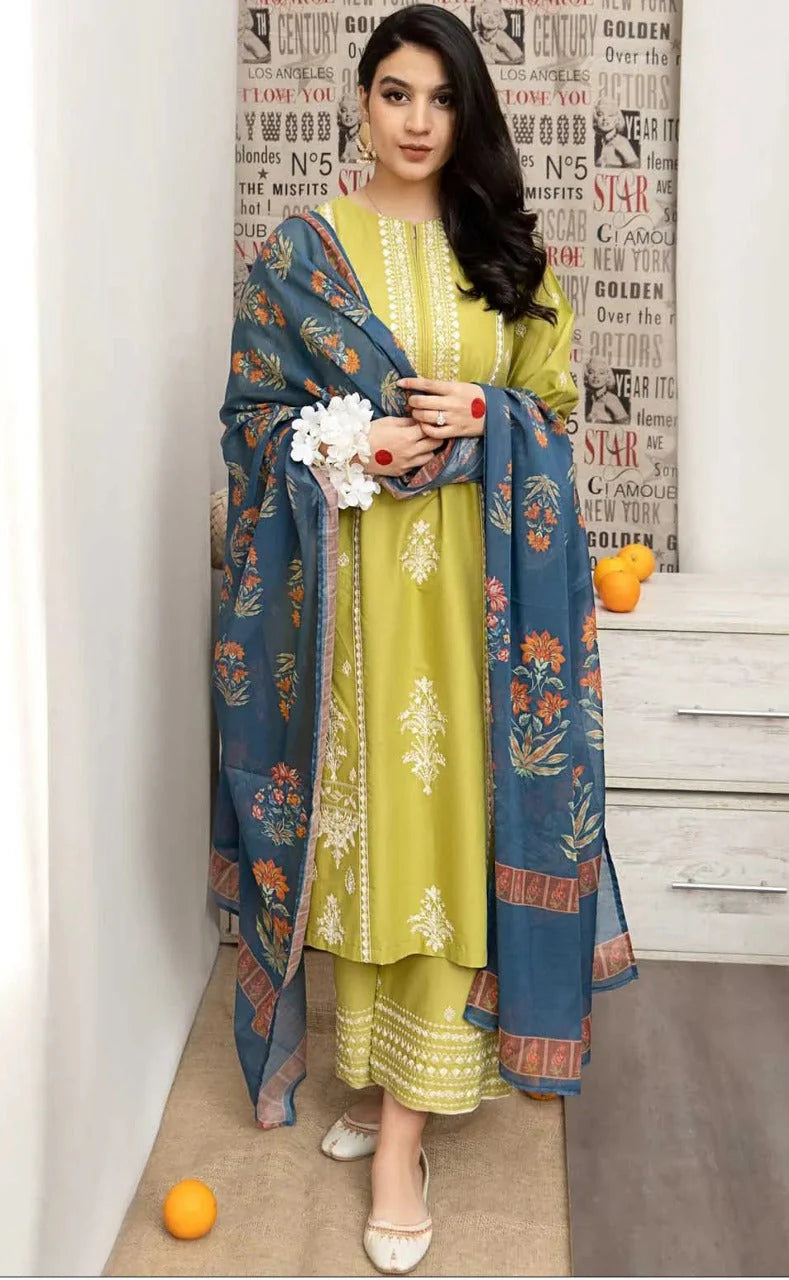 Lawn 3 Piece Embroidered Unstitched