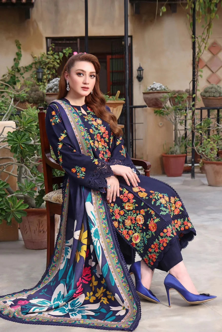 Lawn 3 Piece Embroidered Unstitched ( Aneela's )
