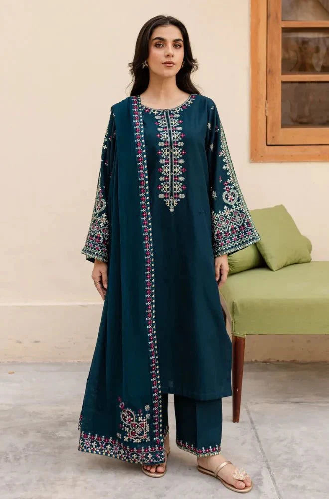 Lawn 3 Piece Embroidered Unstitched (Batik)